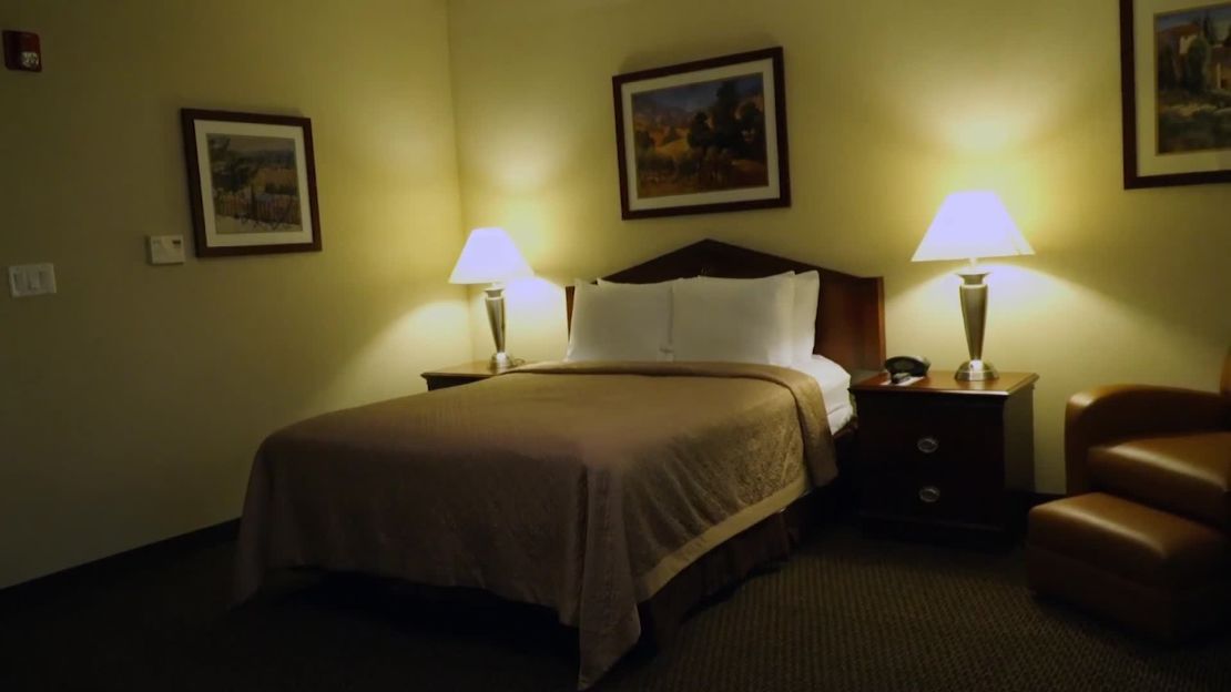 This is one of the rooms at Westwind Inn at California's Travis Air Force Base. Passengers who were on a US-arranged charter flight out of Wuhan are to stay at the inn during a 14-day quarantine period.