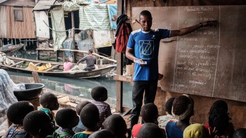 A classroom session at a private school in the Makoko on March 1, 2019.