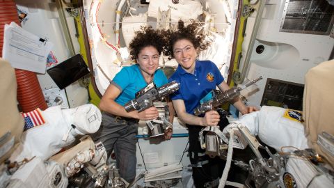 Koch and Meir prepare for their first spacewalk.
