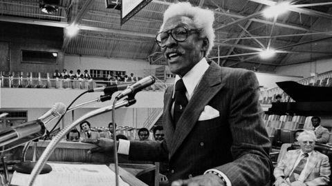 Bayard Rustin speaks at Mason Temple Church of God in Christ in Memphis, Tennessee, in 1977.