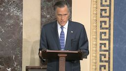 In this image from video, Sen. Mitt Romney, R-Utah, speaks on the Senate floor about the impeachment trial against President Donald Trump at the U.S. Capitol in Washington, Wednesday, February. 5, 2020. 