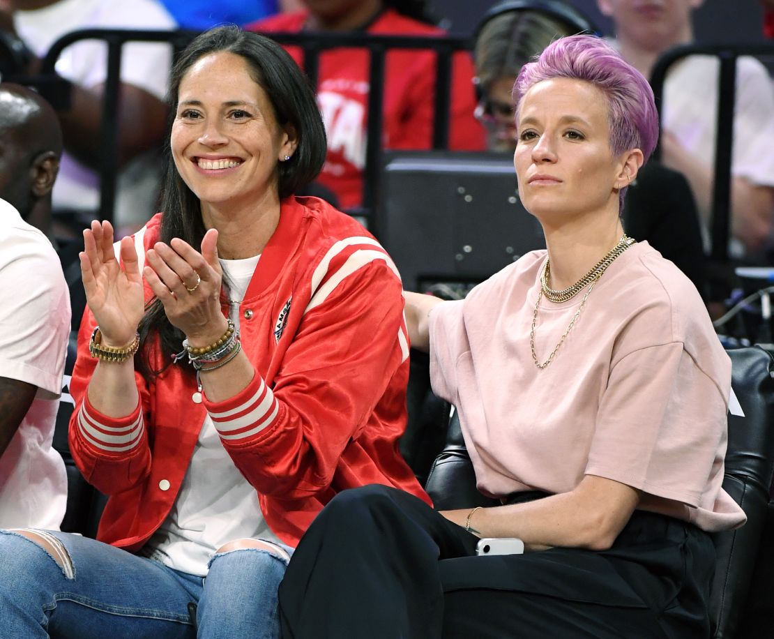 Sue Bird (left) and Megan Rapinoe (right) attended the WNBA All-Star Game.