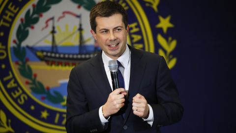 Buttigieg speaks to supporters on February 4, in Laconia, New Hampshire. 