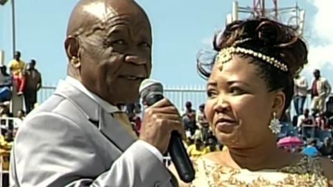 The couple were married in a Catholic ceremony in Sesoto Stadium in Maseru. 