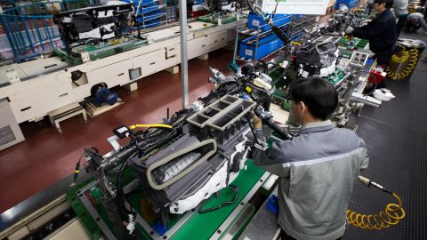 A file photo of a Hyundai factory in Asan, South Chungcheong, South Korea. Hyundai has had to shut its factories there due to the lack of parts from Chinese suppliers caused by the coronavirus crisis.