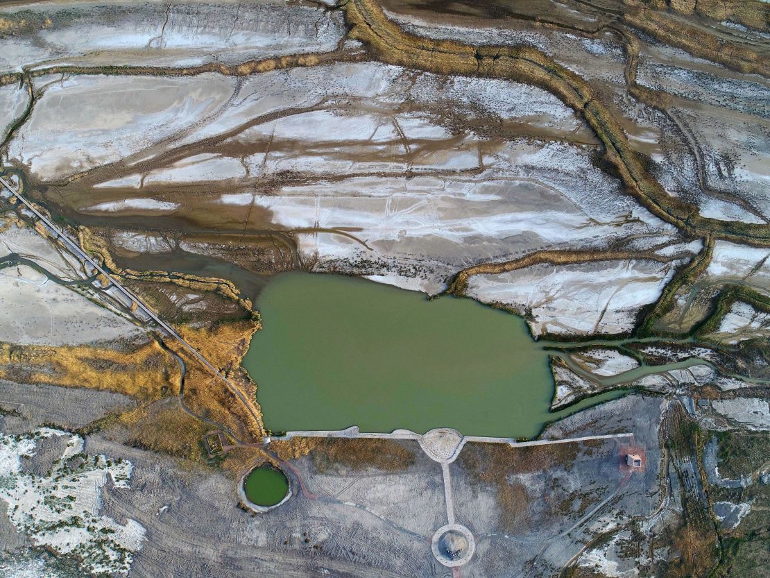 An aerial view China's lowest point, Ayding Lake