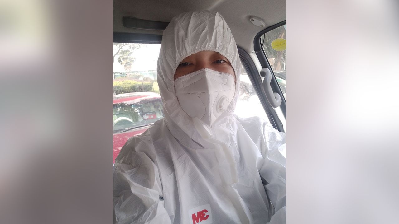 Chen Hui, 53, a volunteer in Wuhan, has helped deliver hundreds of boxes of food and protective gears to hospitals.