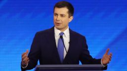 MANCHESTER, NEW HAMPSHIRE - FEBRUARY 07: Democratic presidential candidate former South Bend, Indiana Mayor Pete Buttigieg participates in the Democratic presidential primary debate in the Sullivan Arena at St. Anselm College on February 07, 2020 in Manchester, New Hampshire. Seven candidates qualified for the second Democratic presidential primary debate of 2020 which comes just days before the New Hampshire primary on February 11. (Photo by Joe Raedle/Getty Images)