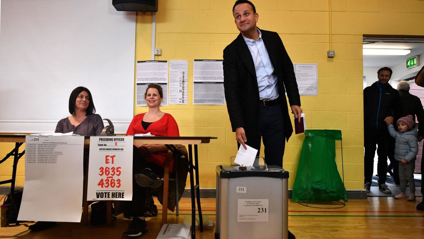 Ireland's leader Leo Varadkar casts his vote at a polling station in Castleknock, Dublin on February 8, 2020.