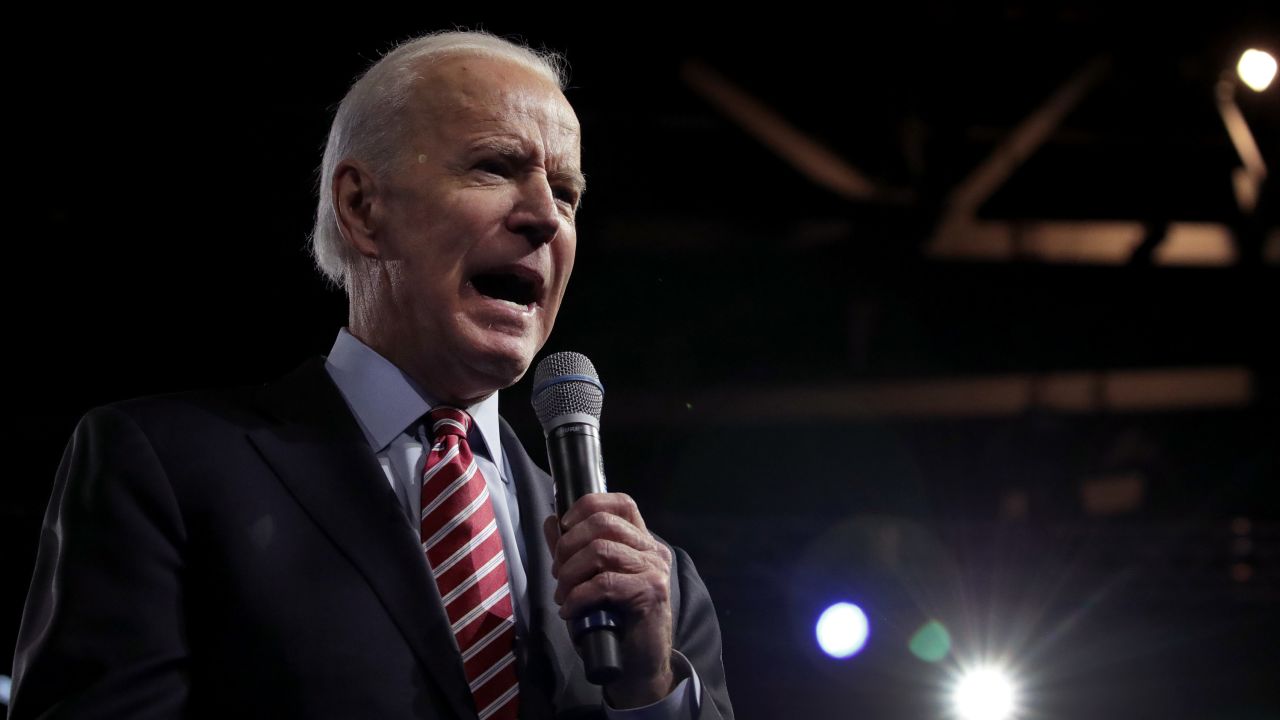 MANCHESTER, NEW HAMPSHIRE - FEBRUARY 08: Democratic presidential candidate former Vice President Joe Biden speaks during the 100 Club Dinner at SNHIU on February 08, 2020 in Manchester, New Hampshire. The 2020 New Hampshire primary will take place on February 11, making it the second nominating contest for the Democratic Party in choosing their presidential candidate to face Donald Trump in the 2020 general election.  (Photo by Scott Olson/Getty Images)