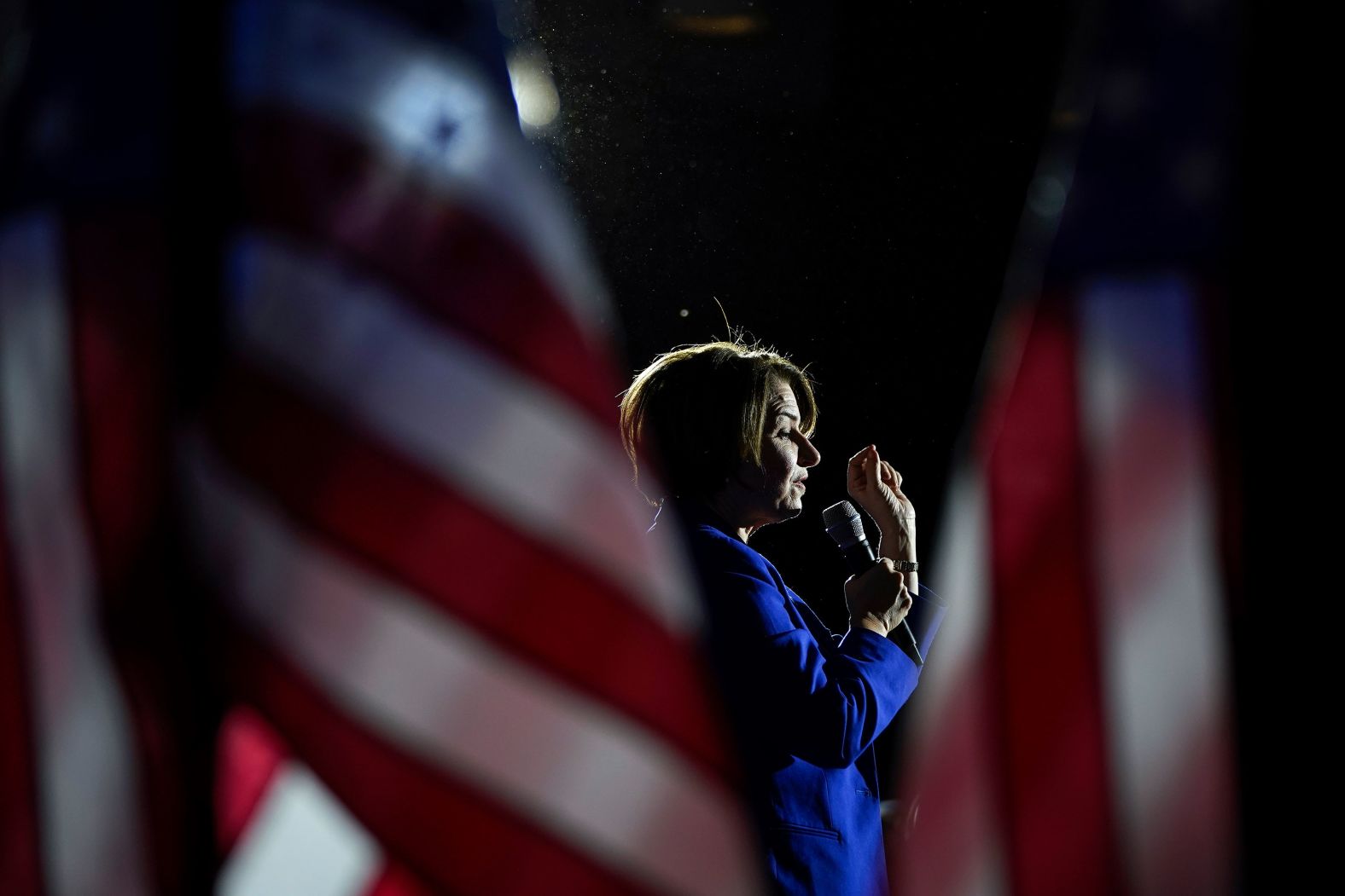 Klobuchar speaks during a "Get Out the Vote" rally in Hanover, New Hampshire, on February 8.