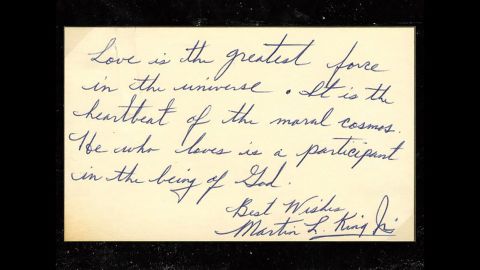 In a handwritten note, Martin Luther King Jr. defines his meaning of love. The note is on sale for $42,000. 