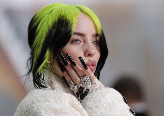 Detail of Billie Eilish's nails. 