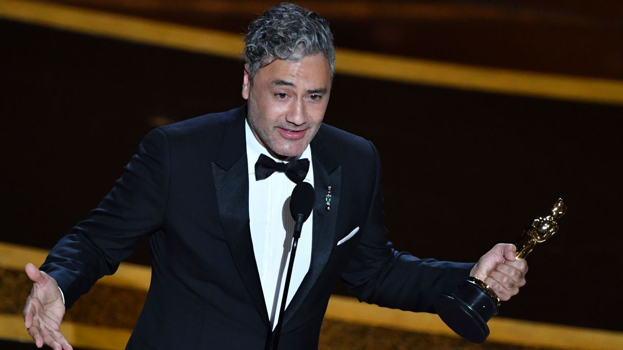 New Zealand director/actor Taika Waititi accepts the award for Best Adapted Screenplay for "Jojo Rabbit" during the 92nd Oscars at the Dolby Theatre in Hollywood, California on February 9, 2020. 