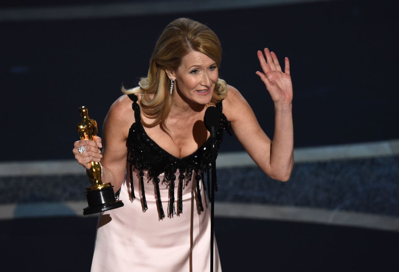 Dern accepts the Oscar for best supporting actress. "They say you never really get to meet your heroes. I say if you're really blessed they get to be your parents," <a href="https://www.cnn.com/entertainment/live-news/oscars-2020/h_55d0f801f50027ed66d0f40d7aec988f" target="_blank">Dern said in her acceptance speech.</a> "I share this with my acting heroes, Diane Ladd and Bruce Dern. You got game. I love you."