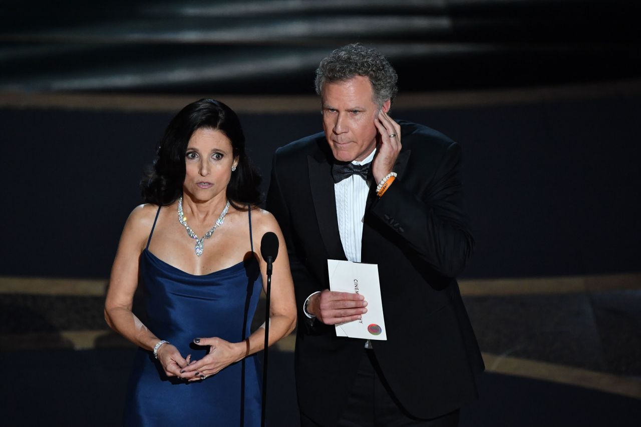 Julia Louis-Dreyfus and Will Ferrell present the Oscars for best cinematography and best film editing.