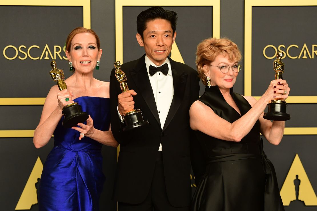 Anne Morgan, Kazu Hiro and Vivian Baker with their Oscars.