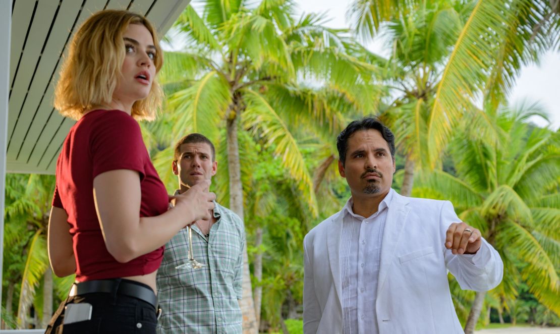 Lucy Hale, Austin Stowell and Michael Peña in 'Fantasy Island.'