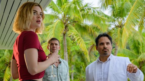 Lucy Hale, Austin Stowell and Michael Peña in 'Fantasy Island.'