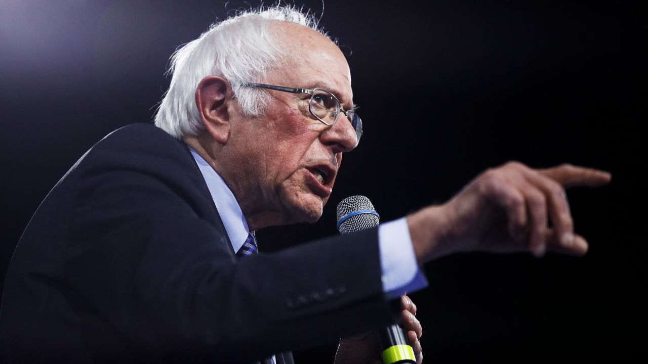 Sanders, I-Vt., speaks at the McIntyre-Shaheen 100 Club Dinner, Saturday, February 8, in Manchester, New Hampshire.
