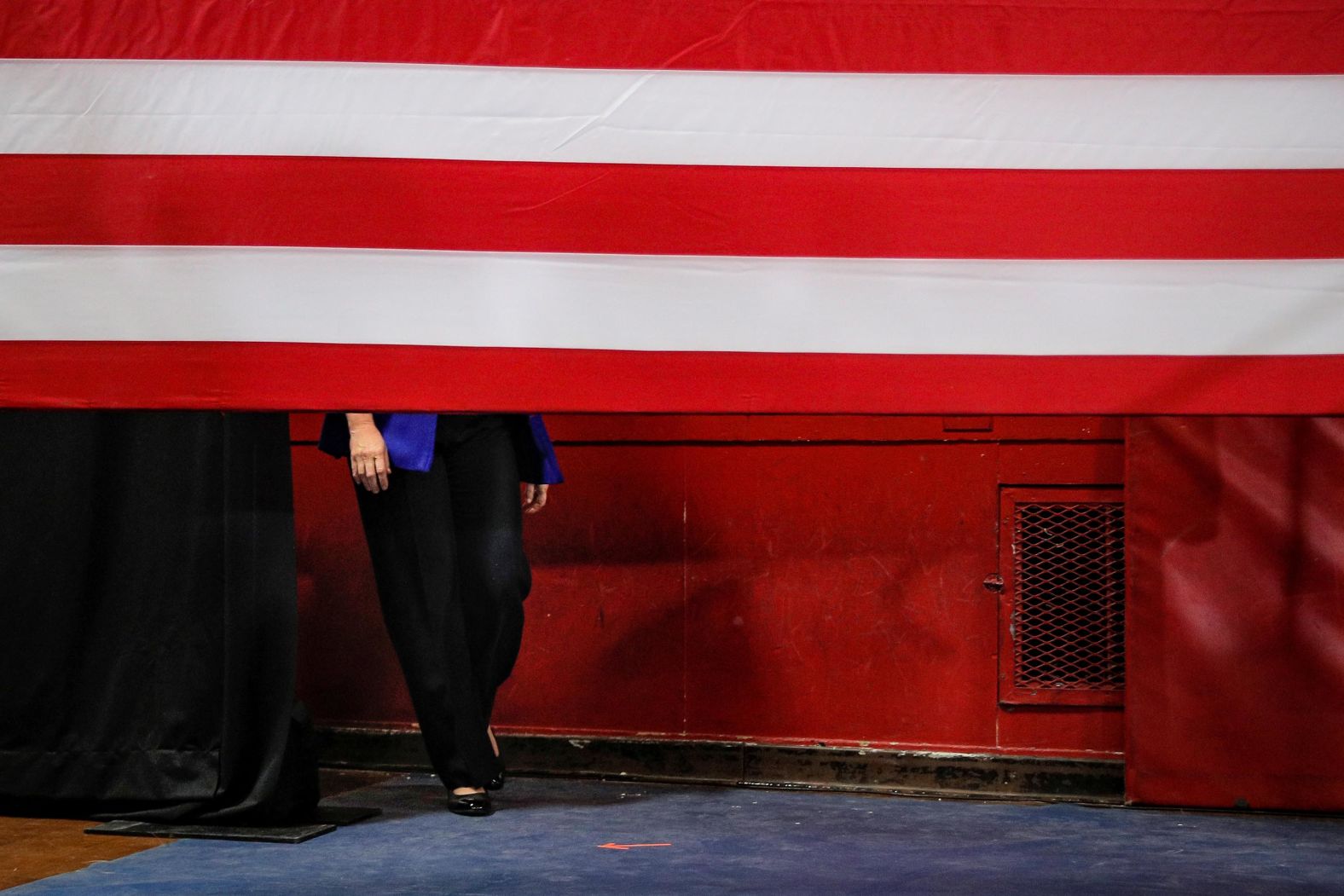 Klobuchar arrives for a campaign event in Salem, New Hampshire, on February 9.
