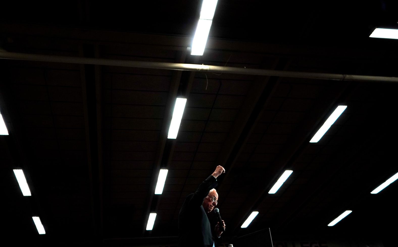 Sanders speaks at a rally in Keene, New Hampshire, on February 9.