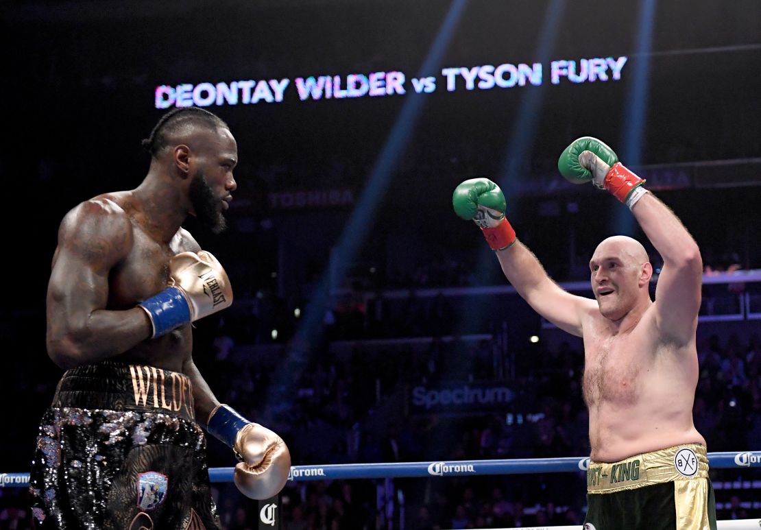 Tyson Fury baits Deontay Wilder in the second round of their 2018 fight, which ended in a draw.
