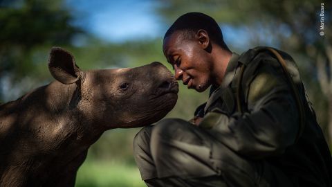 This shot of a ranger and a young rhino in Kenya was also shortlisted.