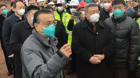 China's Premier Li Keqiang visited a construction site of a new hospital being built to treat coronavirus patients in Wuhan on January 27.
