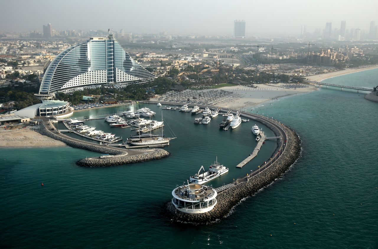 An aerial view of the Jumeirah Beach Hotel.
