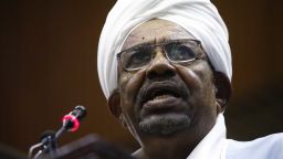 Sudanese President Omar al-Bashir addresses parliament in the capital Khartoum on April 1, 2019 in his first such speech since he imposed a state of emergency across the country on February 22. - Bashir acknowledged that the demands of protesters demonstrating against his government were "legitimate' but were expressed unlawfully causing several deaths. (Photo by ASHRAF SHAZLY / AFP)        (Photo credit should read ASHRAF SHAZLY/AFP via Getty Images)