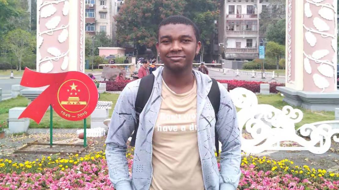 Nigerian student Victor Vincent pictured at a scientific symposium in Hunan, China, shortly before the coronavirus outbreak. "At the time, no one was worried and people were making plans never knowing what the future holds. Within days everything changed," he said.