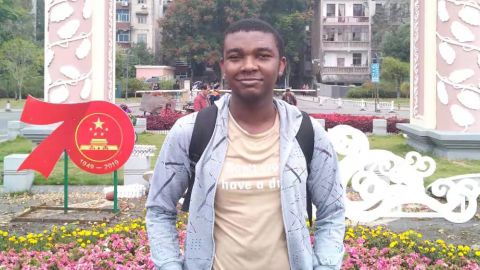 Nigerian student Victor Vincent pictured at a scientific symposium in Hunan, China, shortly before the coronavirus outbreak. "At the time, no one was worried and people were making plans never knowing what the future holds. Within days everything changed," he said.