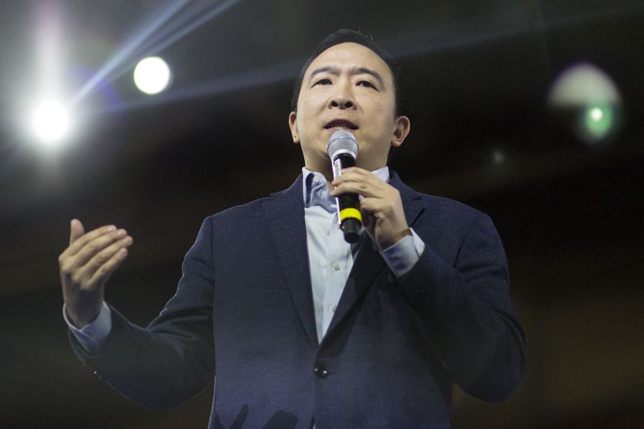 Yang speaks during an event in Manchester, New Hampshire, in February 2020.
