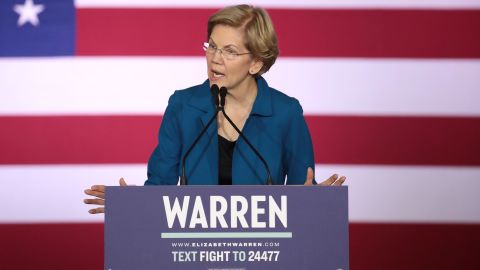 Warren speaks at her primary night event  on February 11, 2020 in Manchester, New Hampshire. New Hampshire voters cast their ballots today in the first-in-the-nation presidential primary. 