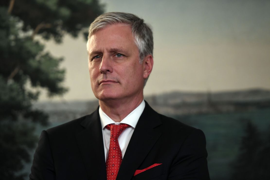 National Security adviser Robert OBrien listens as President Donald Trump speaks about Syria at the White House in October 2019.