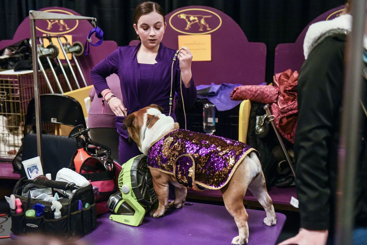 A junior competitor prepares backstage.