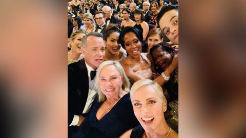 Charlize Theron took this selfie at the Oscars. 