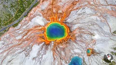 A Google Earth View of a landscape in Yellowstone National Park.