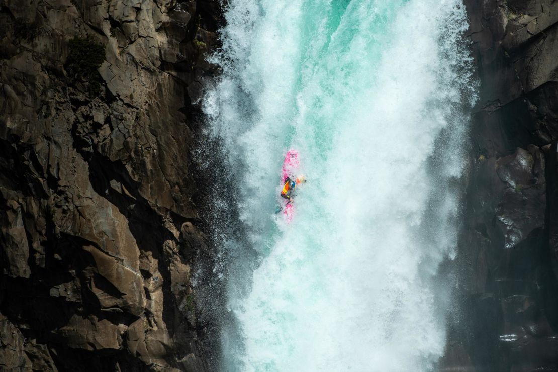 Dane Jackson drops a large waterfall on the Salte Maule river.