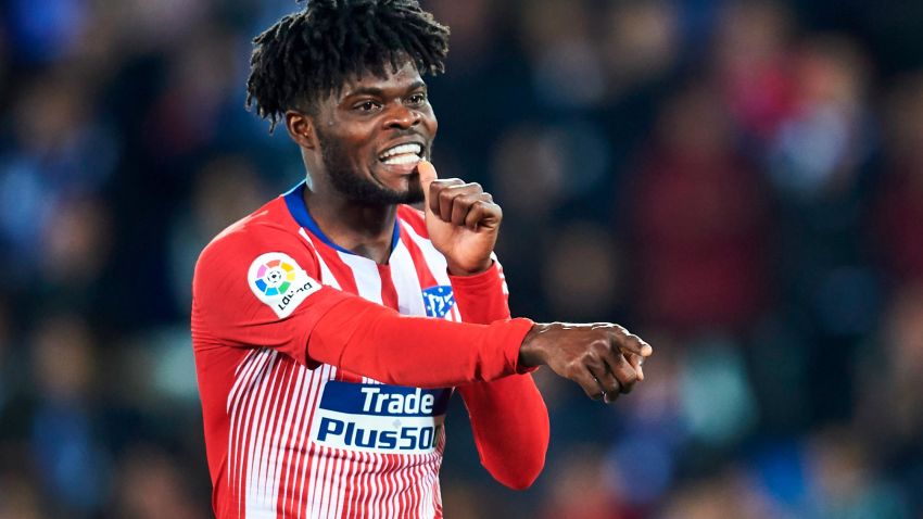 VITORIA-GASTEIZ, SPAIN - MARCH 30: Thomas Teye Partey of Atletico Madrid celebrates after scoring his team's fourth goal  during the La Liga match between Deportivo Alaves and  Club Atletico de Madrid at Estadio de Mendizorroza on March 30, 2019 in Vitoria-Gasteiz, Spain. (Photo by Juan Manuel Serrano Arce/Getty Images)