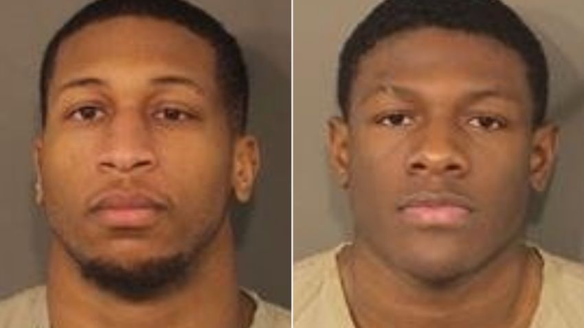 Ohio State football players Amir Riep (left) and Jahsen Wint were arrested Tuesday on felony rape and kidnapping charges, according to records from the Franklin County, OH Municipal Court. They are currently in custody and bond has not been set.