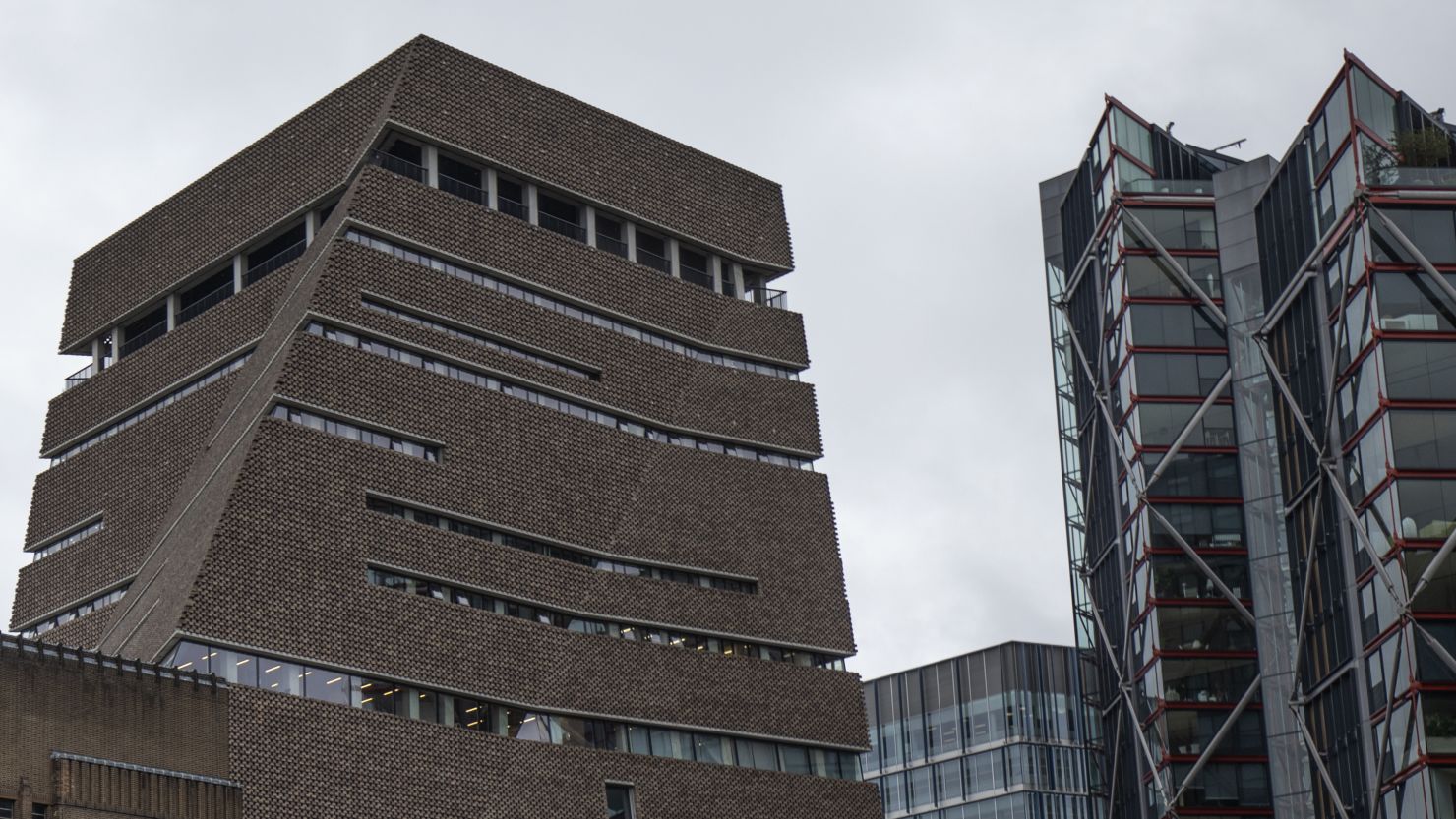 Tate Modern's viewing platform (left) and the apartment block (right).
