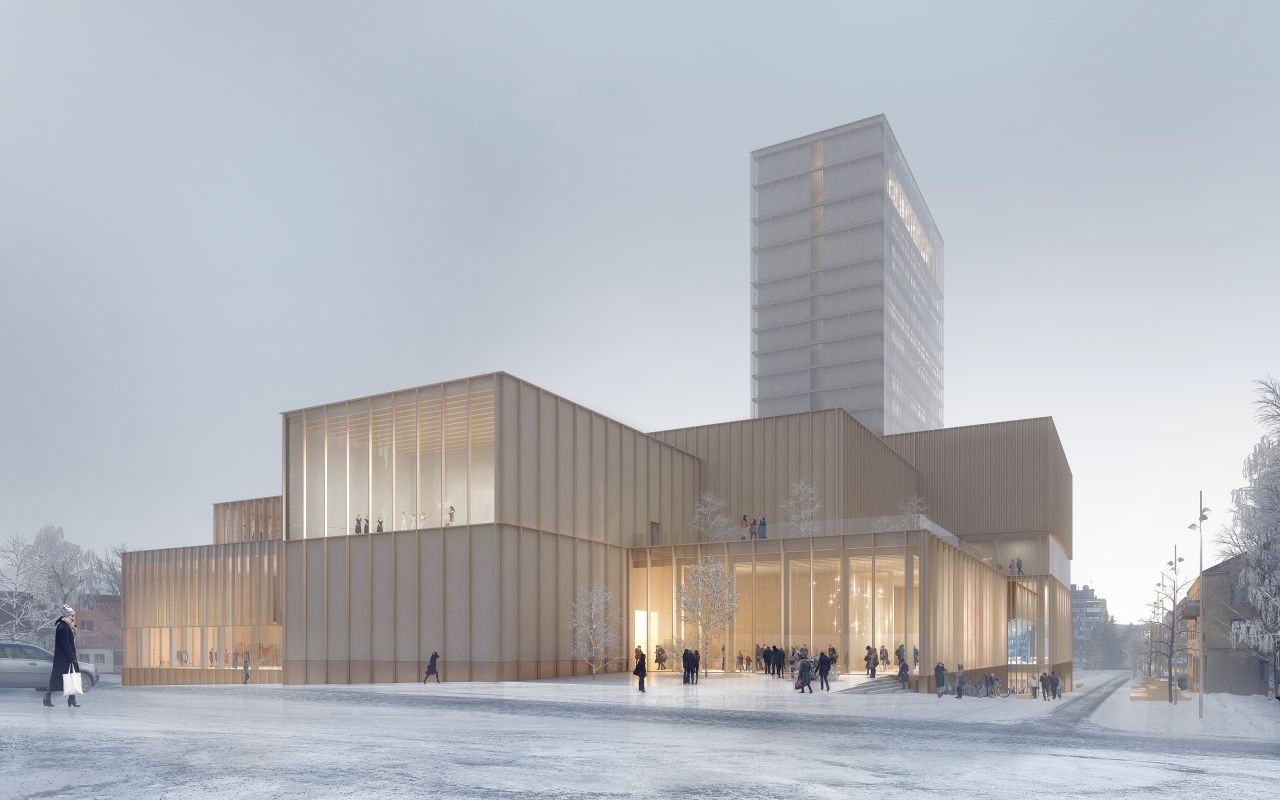 The main tower of the Sara Cultural Centre in Skellefteå, Sweden, will become one of the world's tallest mass timber structures when it opens in 2021.