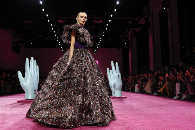 The Christian Siriano collection is modeled during Fashion Week, Thursday, Feb. 6, 2020, in New York. 