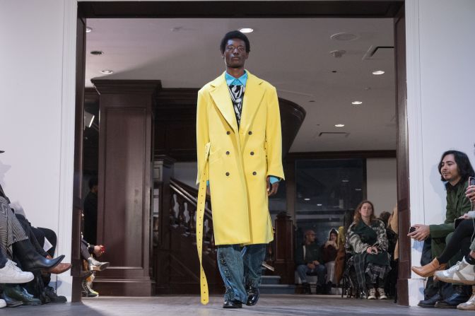 Youssouf Bamba walks the runway for the Eckhaus Latta fashion show during February 2020 - New York Fashion Week: The Shows on February 11, 2020 in New York City. 