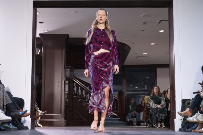 A model walks the runway for the Eckhaus Latta fashion show during February 2020 - New York Fashion Week: The Shows on February 11, 2020 in New York City. 