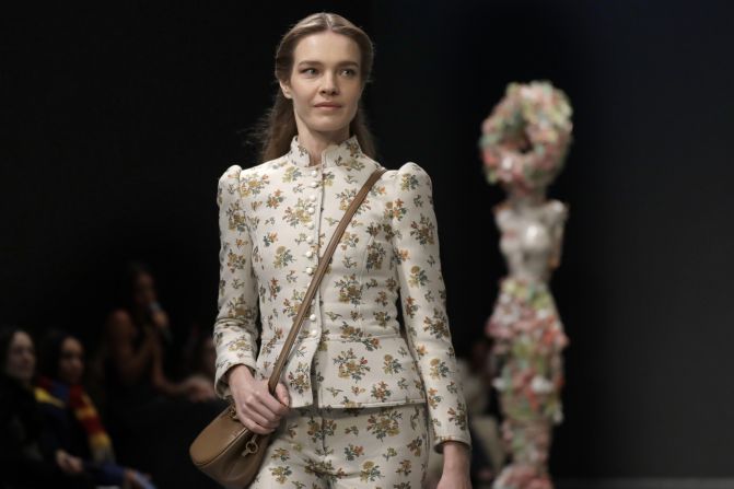 The Tory Burch collection is modeled during Fashion Week in New York, Sunday, Feb. 9, 2020.