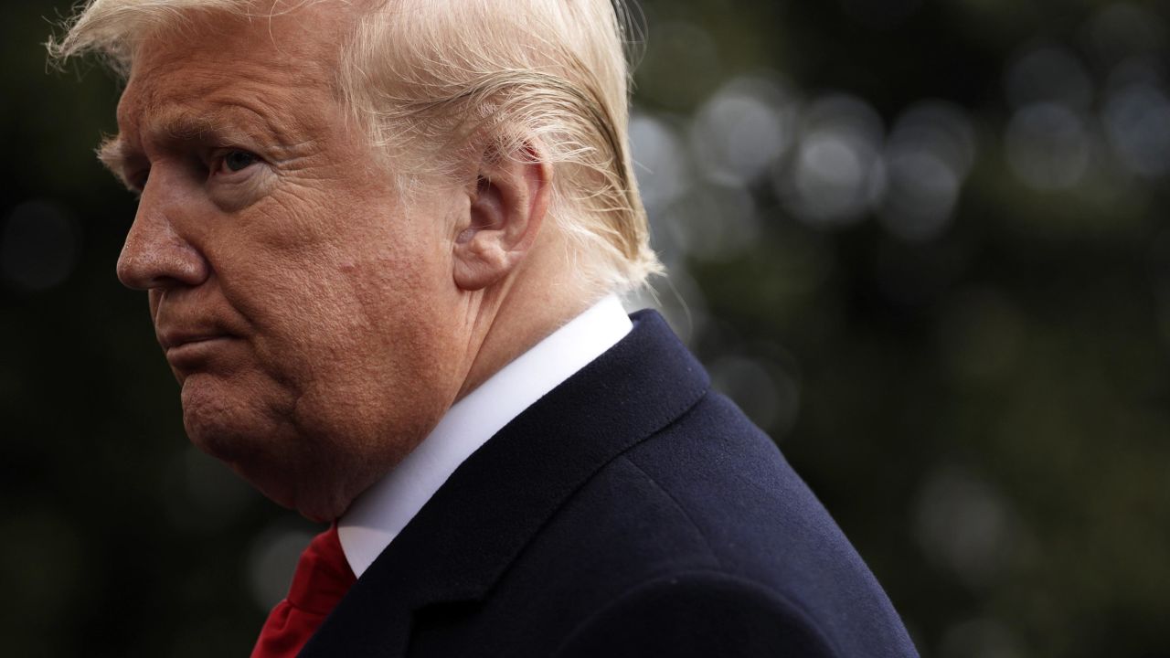 Trump speaks to members of the media prior to his Marine One departure from the White House February 7, 2020 in Washington.