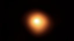 The red supergiant star Betelgeuse, in the constellation of Orion, has been undergoing unprecedented dimming. This stunning image of the star's surface was taken with the SPHERE instrument on ESO's Very Large Telescope in January 2019, before the star started to dim. When compared with the image taken in December 2019, it shows how much the star has faded and how its apparent shape has changed.
